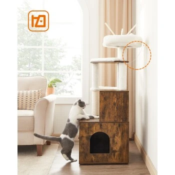 FEANDREA Kratzbaum Mit Katzentoilette Braun Braun 12 FEANDREA Kratzbaum Mit Katzentoilette Braun Braun – Bild 10