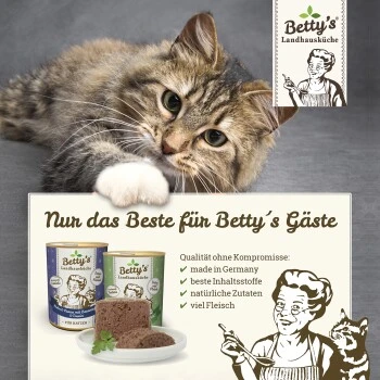 Betty's Landhausküche Huhn Mit Lachs & Borretschöl 6 X 200g Für Katze 5 Betty's Landhausküche Huhn Mit Lachs & Borretschöl 6 X 200g Für Katze – Bild 3