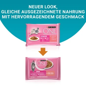 Purina ONE Junior Kittenfutter Nass Zarte Stückchen In Sauce Lachs 48x85g 7 Purina ONE Junior Kittenfutter Nass Zarte Stückchen In Sauce Lachs 48x85g – Bild 5