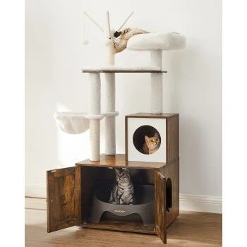 FEANDREA Kratzbaum Mit Katzentoilette Braun Braun 5 FEANDREA Kratzbaum Mit Katzentoilette Braun Braun – Bild 3